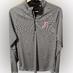 Alabama Crimson Tide Men's Black & White Striped Quarter-Zip Pullover